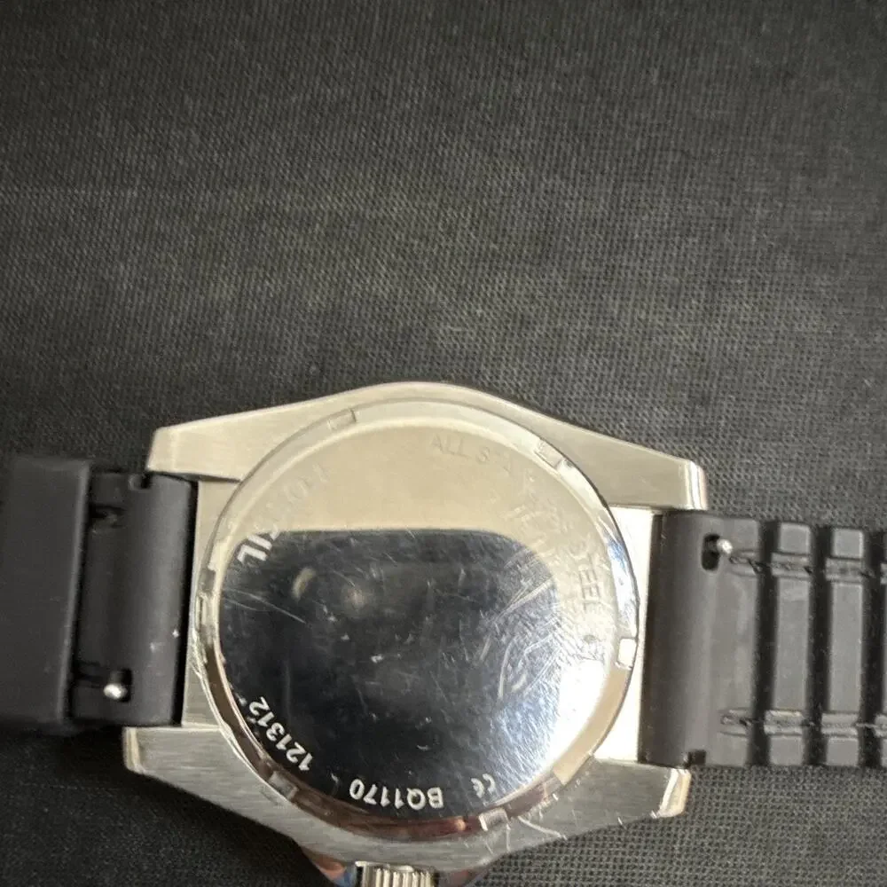 Fossil BQ-1170 Blue Dial Black Rubber Band New Battery!!